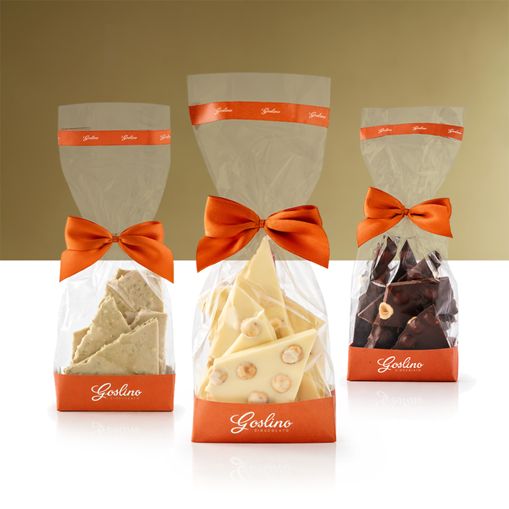 Lastra cioccolato Bianco, Lampone e granella di Pistacchio – dettaglio 1 – Goslino